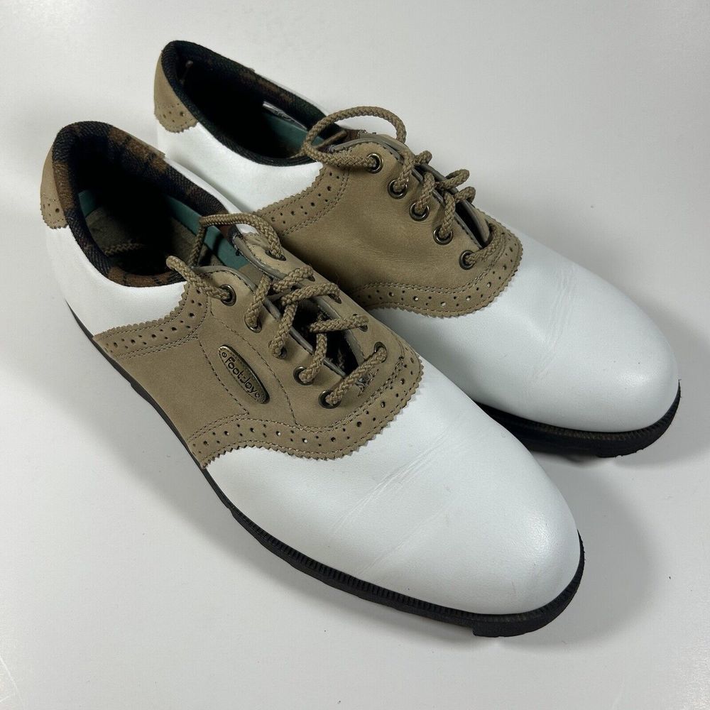 Footjoy Soft-Joys Spikeless Golf Sierra Snug Narrow Women's Size 8.5 M White Tan